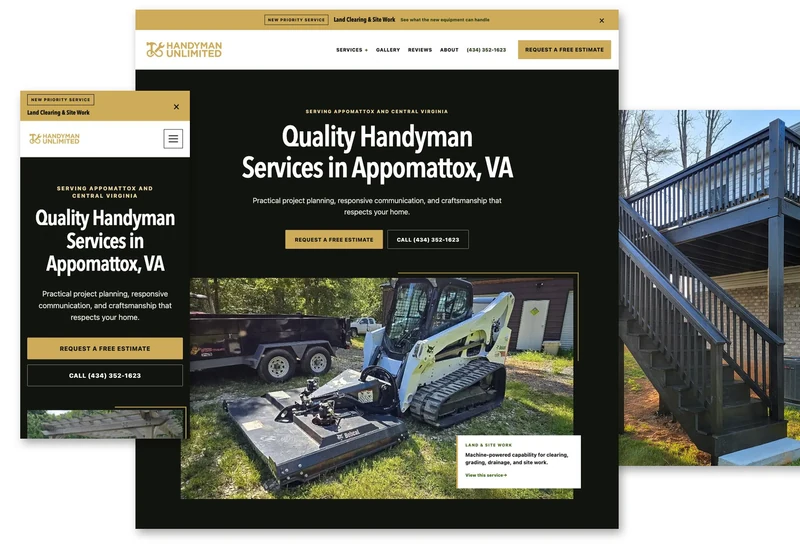 Handyman Unlimited website design shown on desktop and mobile